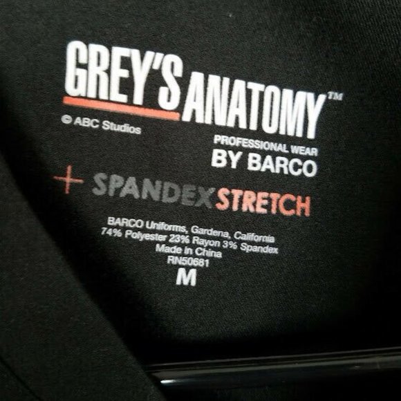 Greys Anatomy By Barco Womens Black Scrub Set Size Medium Stretch Top Pants - Picture 7 of 12